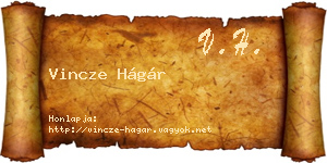 Vincze Hágár névjegykártya